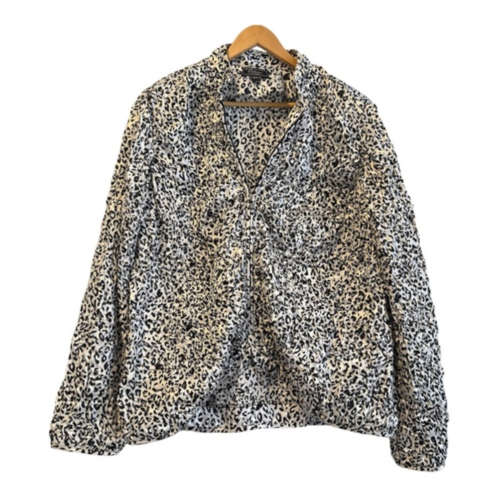 Dressbarn Collection Leopard Sequin Zip Jacket Black White Womens 14/16 XL